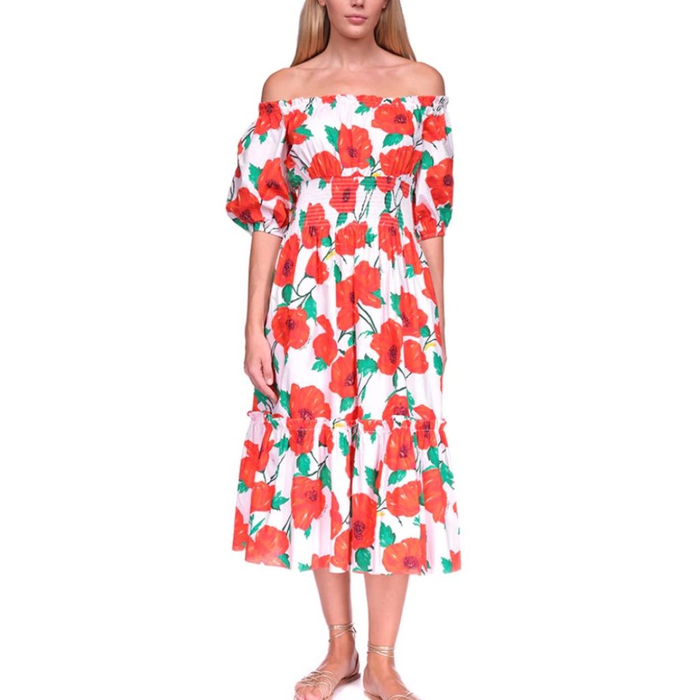 Cara Cara Floral Off-Shoulder Dress - Size Small - Picture 3 of 10